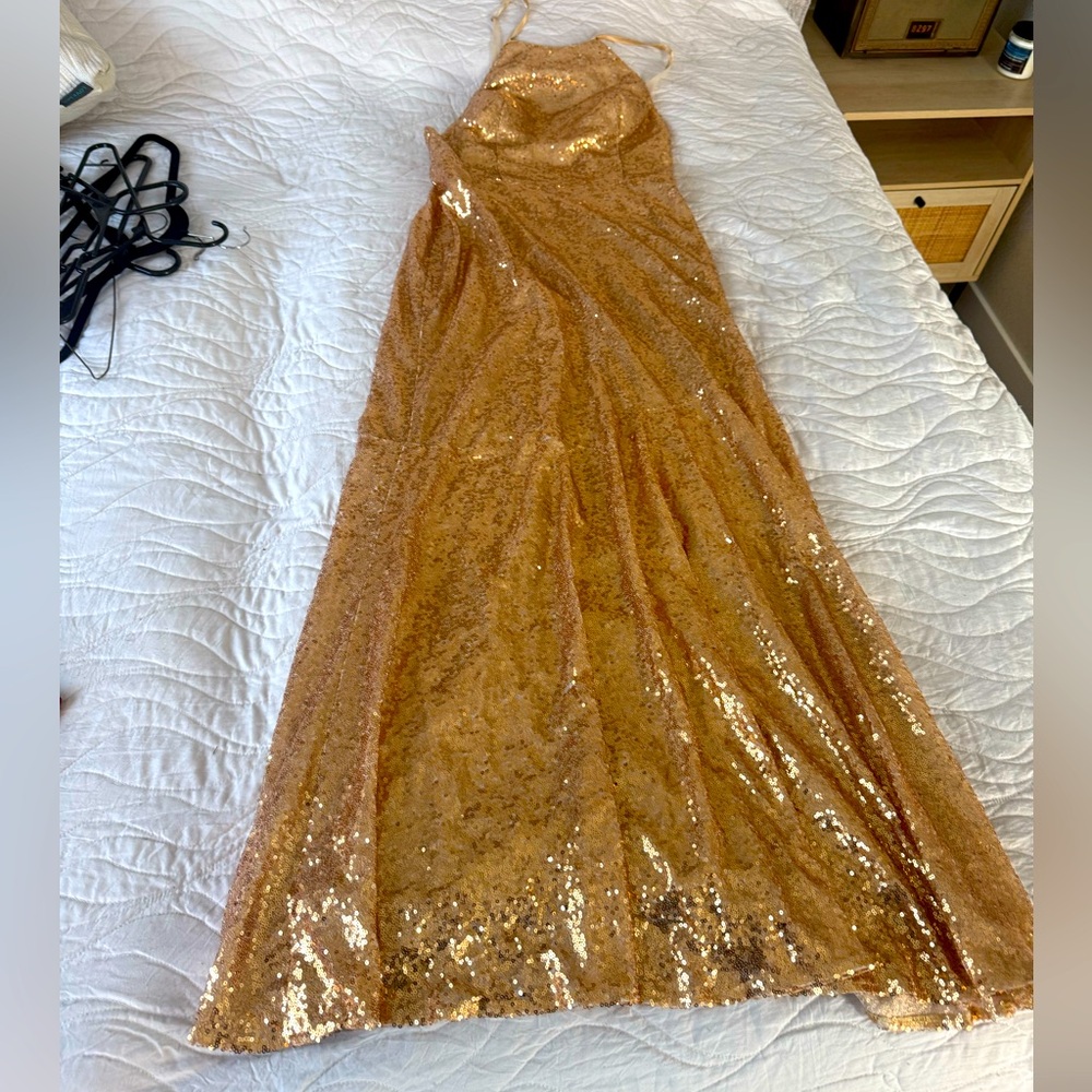 Gold Sequin Evening Gown - Custom Made from RenzRags XL